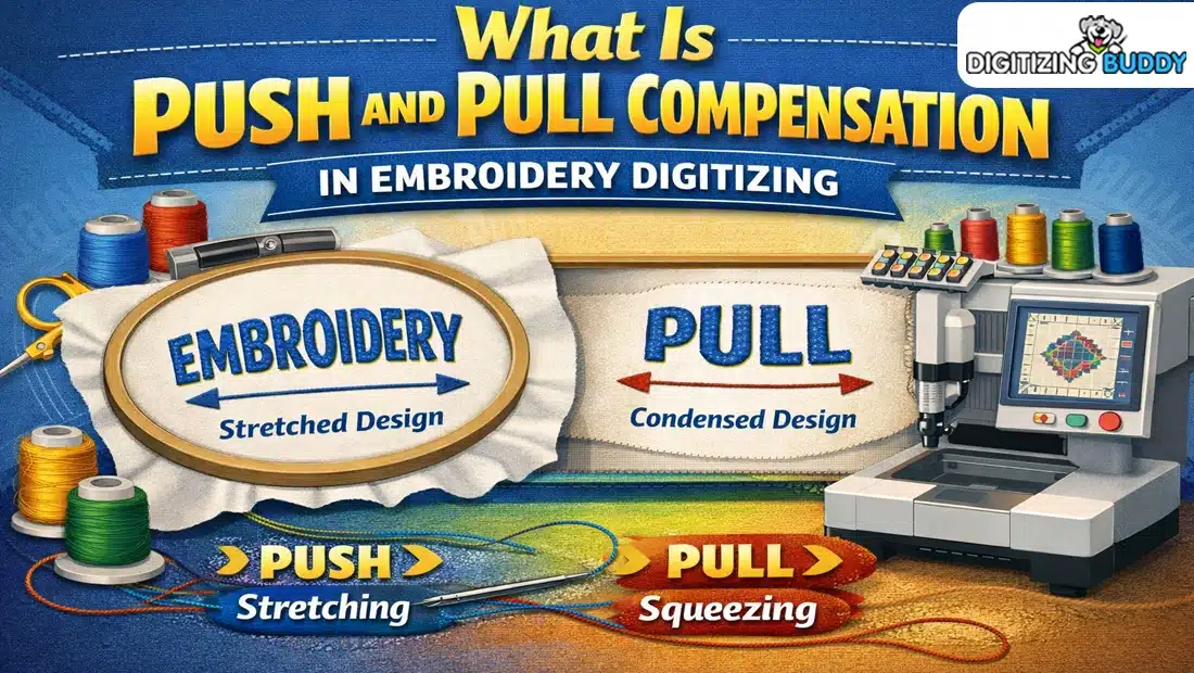 Push and Pull Compensation Embroidery Digitizing