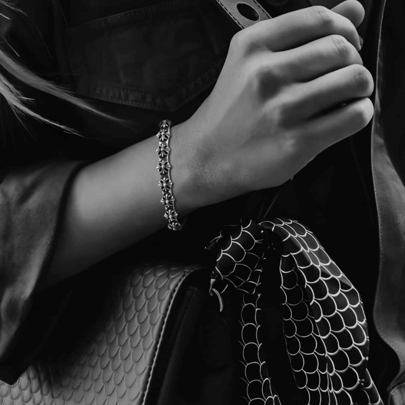 Chrome Hearts Plus Skinny Multi Cuff Silver Bracelet