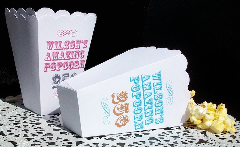 Custom popcorn favour boxes